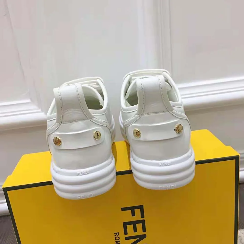Fendi Shoes Fendi Rise White Leather Flatform Sneakers for Women