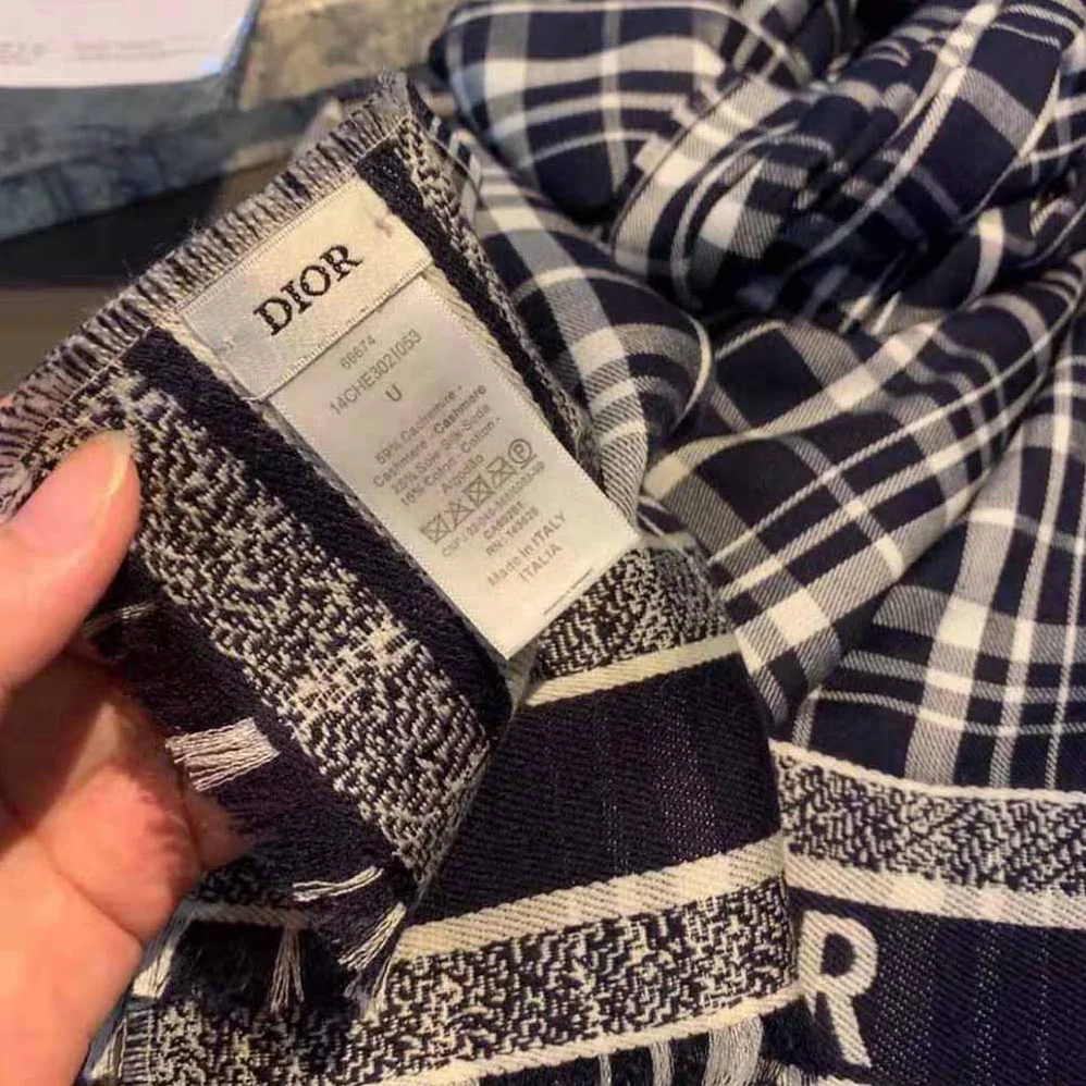 Dior Reversible Dior Oblique Blanket Navy Blue Cashmere, Virgin Wool and Silk for Women