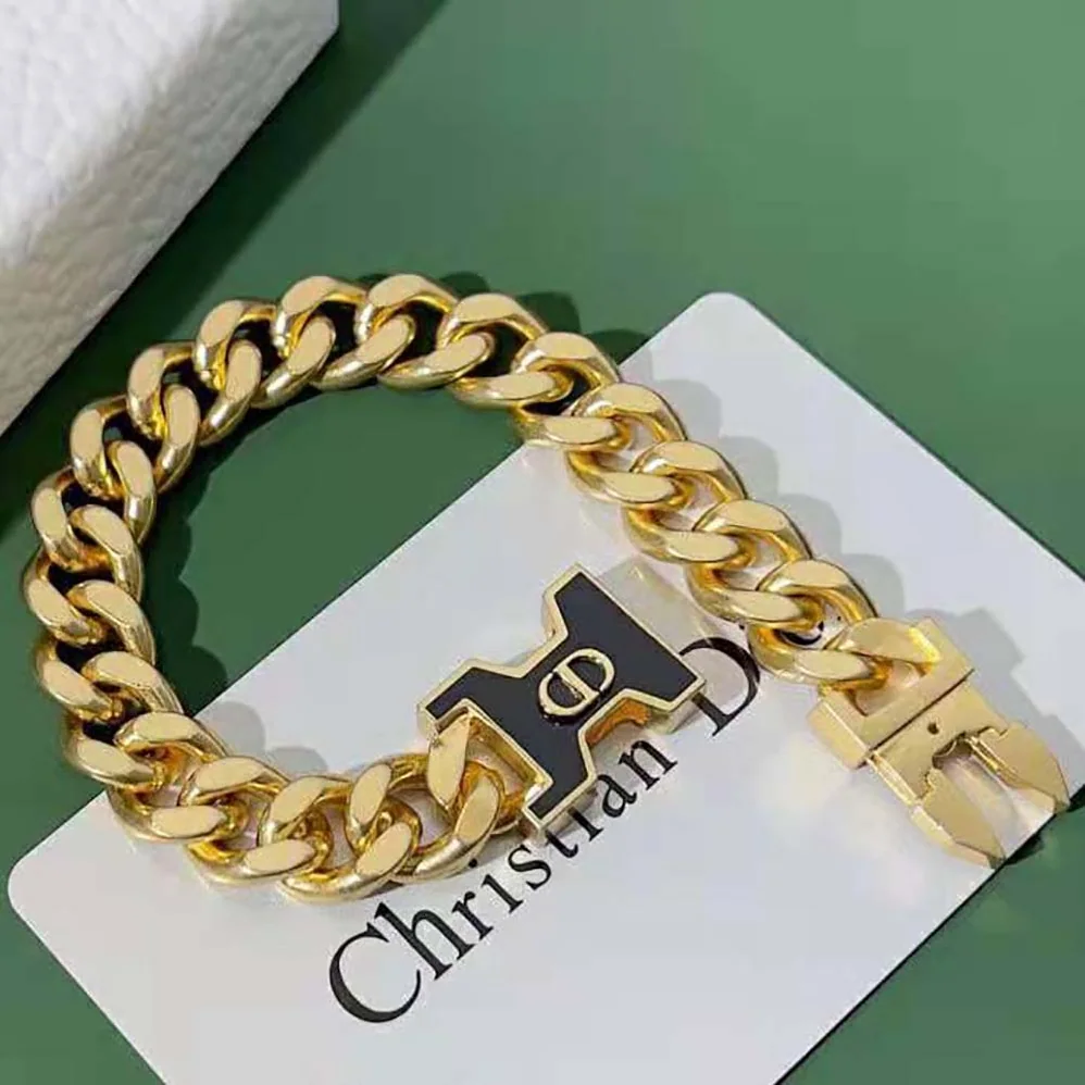 Dior 30 Montaigne Bracelet Gold-Finish Metal and Black Lacquer for Women