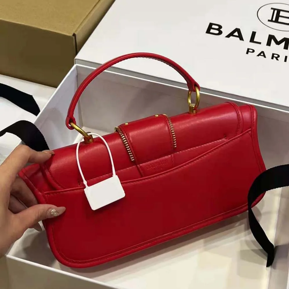 Balmain Blaze Clutch Bag in Smooth Leather for Women in Red Balmain Blaze Clutch Bag in Smooth Leather for Women in Red