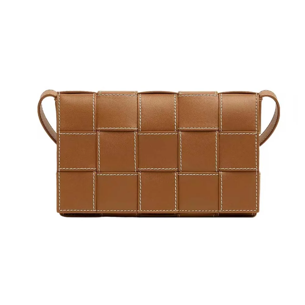 Bottega Veneta Cassette Medium Intreccio Leather Cross-body Bag for Men in Brown