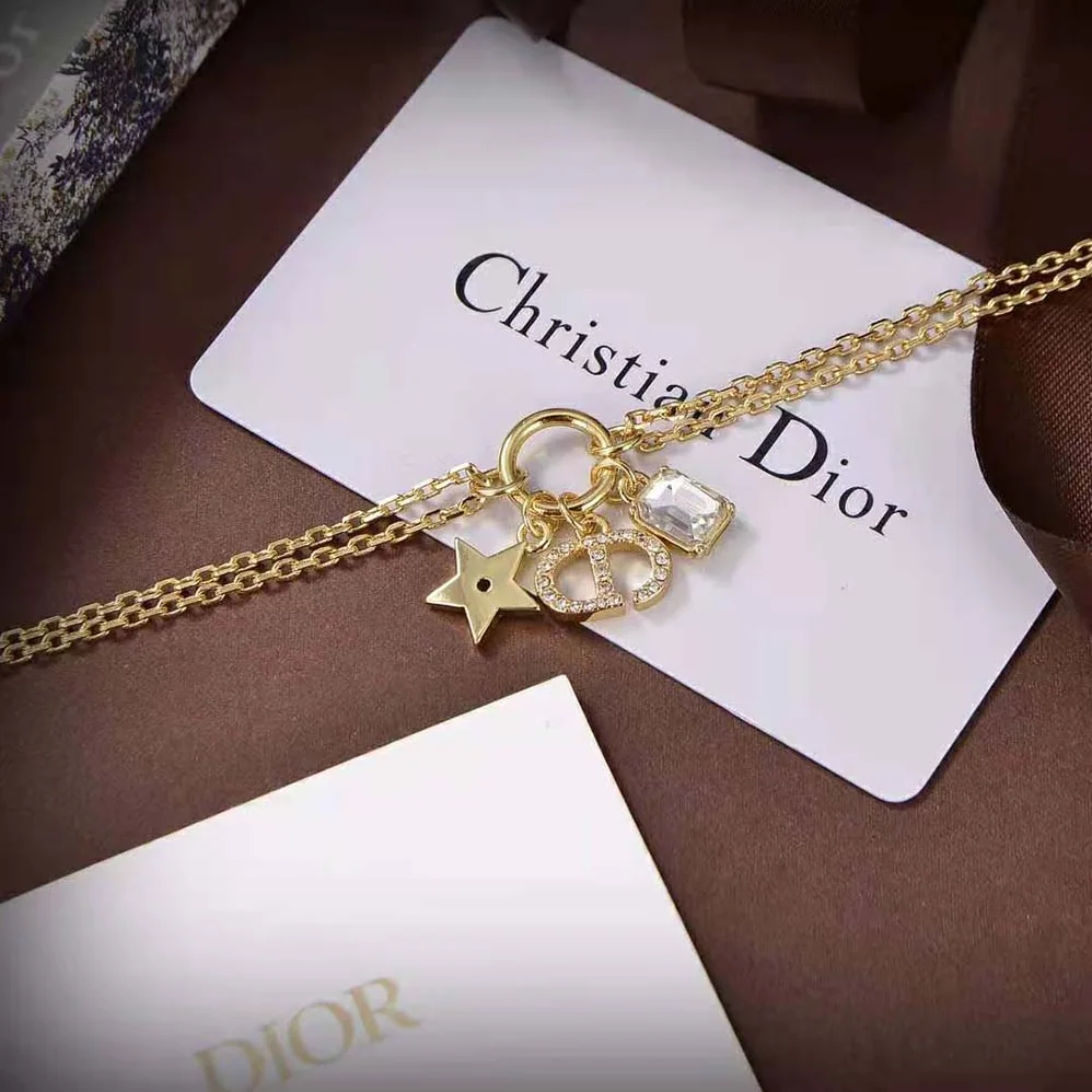 Dior Petit CD Bracelet Gold-Finish Metal and White Crystals for Women