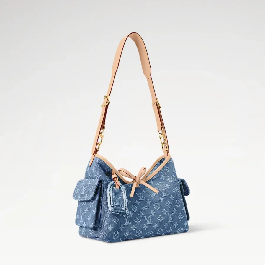 Louis Vuitton Carryall Cargo PM Shoulder Bag in Blue Denim Gold Hardware