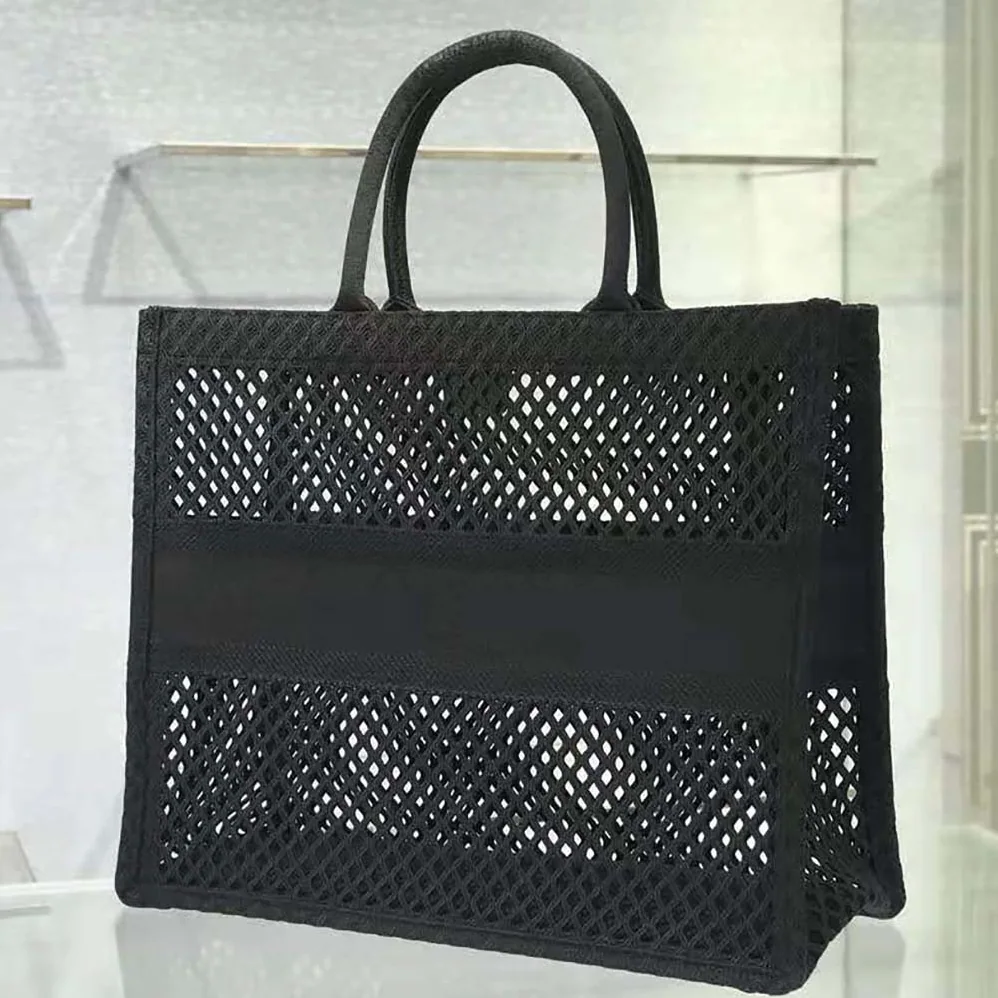 Dior Dior Book Tote Black Mesh Embroidery for Women