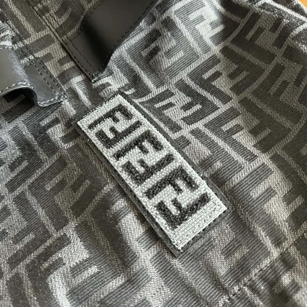 Fendi Strike Medium FF Jacquard Fabric Backpack for Men in Gray