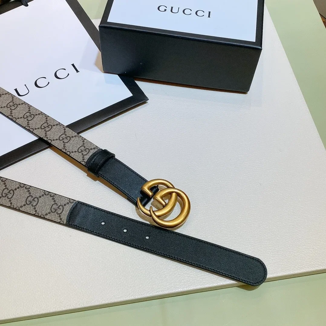 Gucci GG Belt With Double G Buckle Beige/Black, for Women