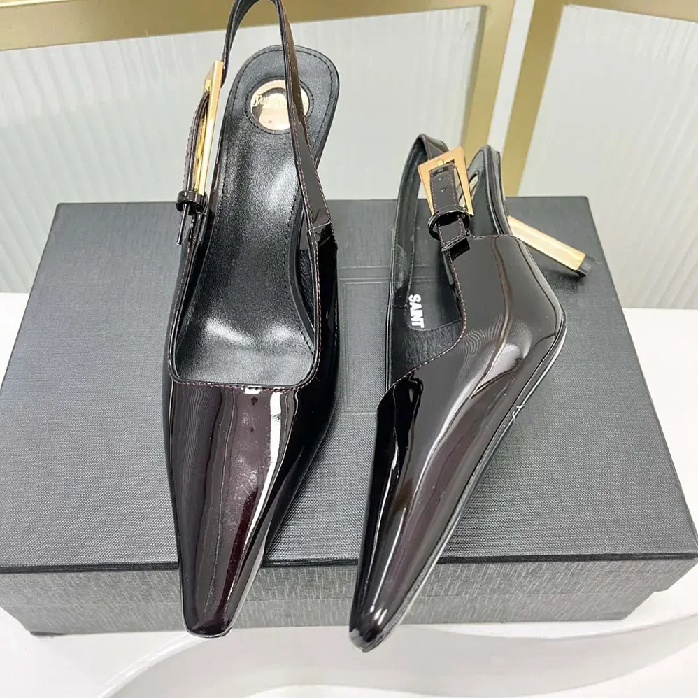 Saint Laurent YSL Lee Slingback Pumps in Patent Leather for Women Saint Laurent YSL Lee Slingback Pumps in Patent Leather for Women
