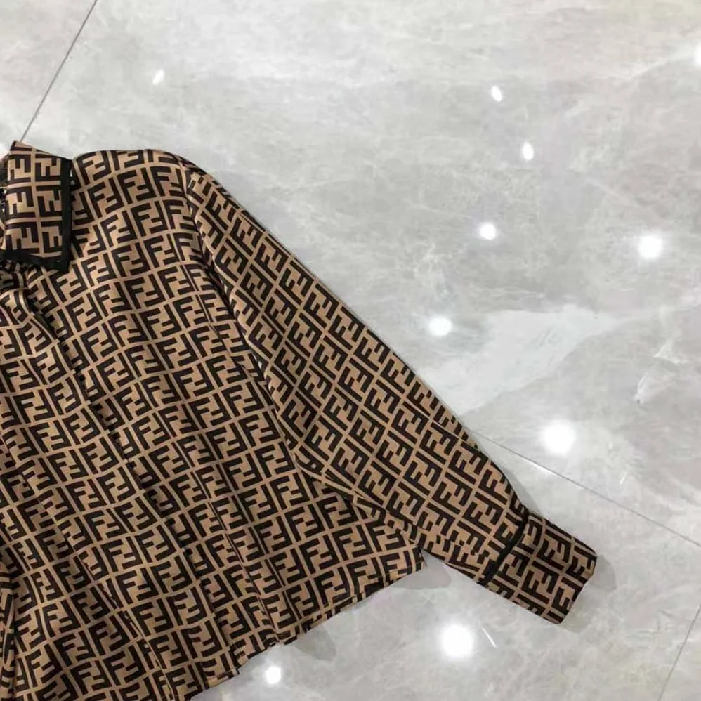 Fendi Brown Twill Shirt with Classic Collar for Women Fendi Brown Twill Shirt with Classic Collar for Women