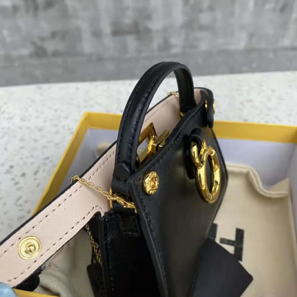 Fendi Pico Peekaboo Charm Light Nappa Leather Charm for Women in Black Fendi Pico Peekaboo Charm Light Nappa Leather Charm for Women in Black