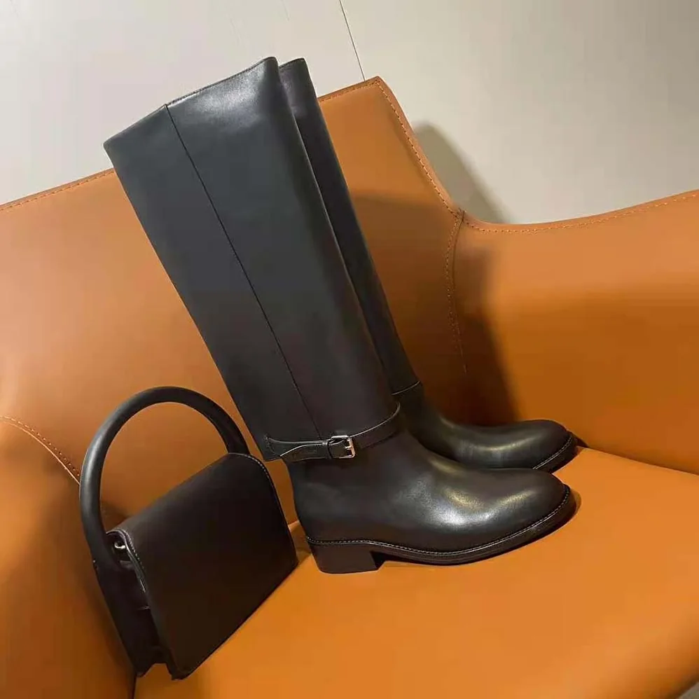 Burberry Leather Boots with a Logo for Women in Embossed Ankle Strap