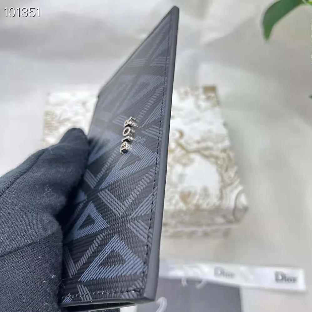 Dior Zipped Card Holder Black CD Diamond Canvas for Men