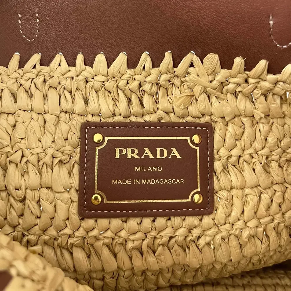Prada Small Crochet and Leather Tote Bag for Women Prada Small Crochet and Leather Tote Bag for Women