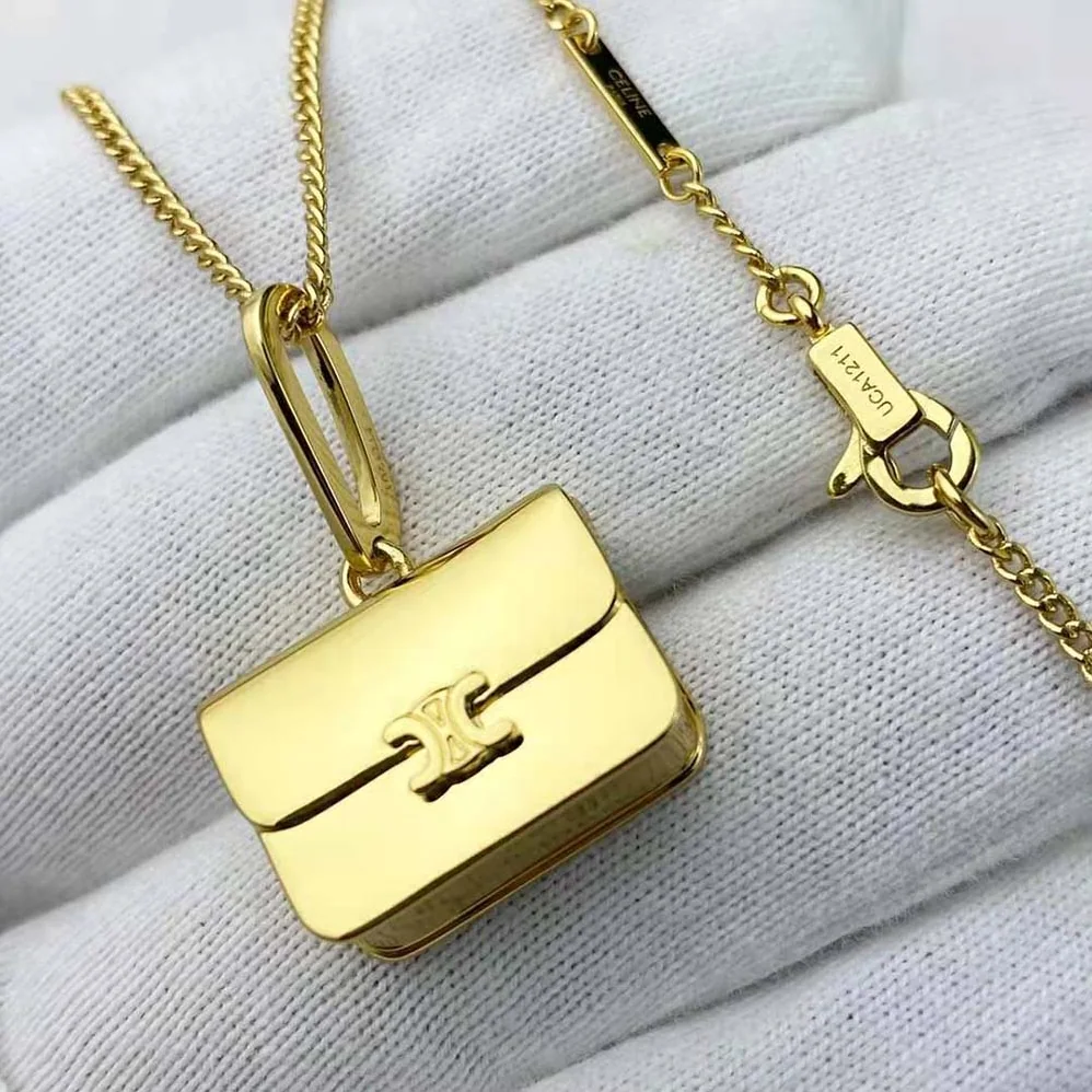 Celine Separables Triomphe Bag Pendant in Brass with Gold Finish for Women