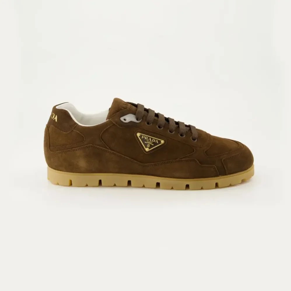 Prada Trail Brown Suede Lace up Logo Low top Sneaker for Unisex Prada Trail Brown Suede Lace up Logo Low top Sneaker for Unisex
