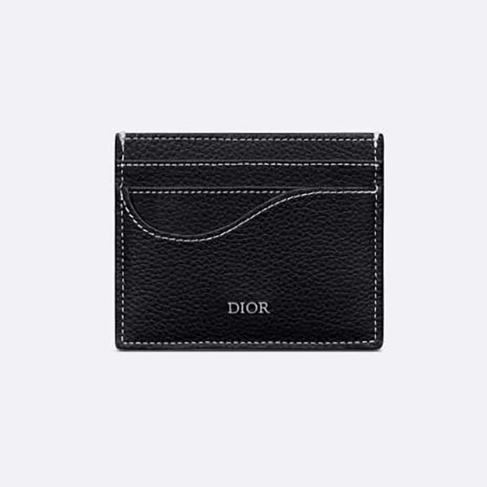 Dior Saddle Card Holder Black Grained Calfskin for Men