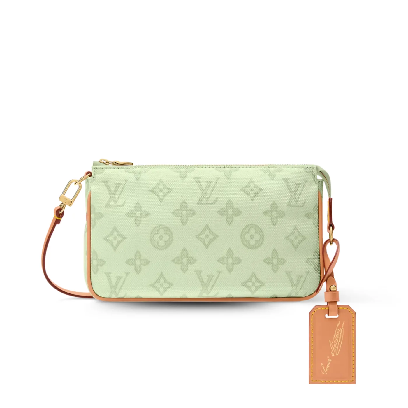Louis Vuitton Pochette Accessoires Pouch Shoulder Bag / Green Asnieres Monogram Origine Gold Hardware