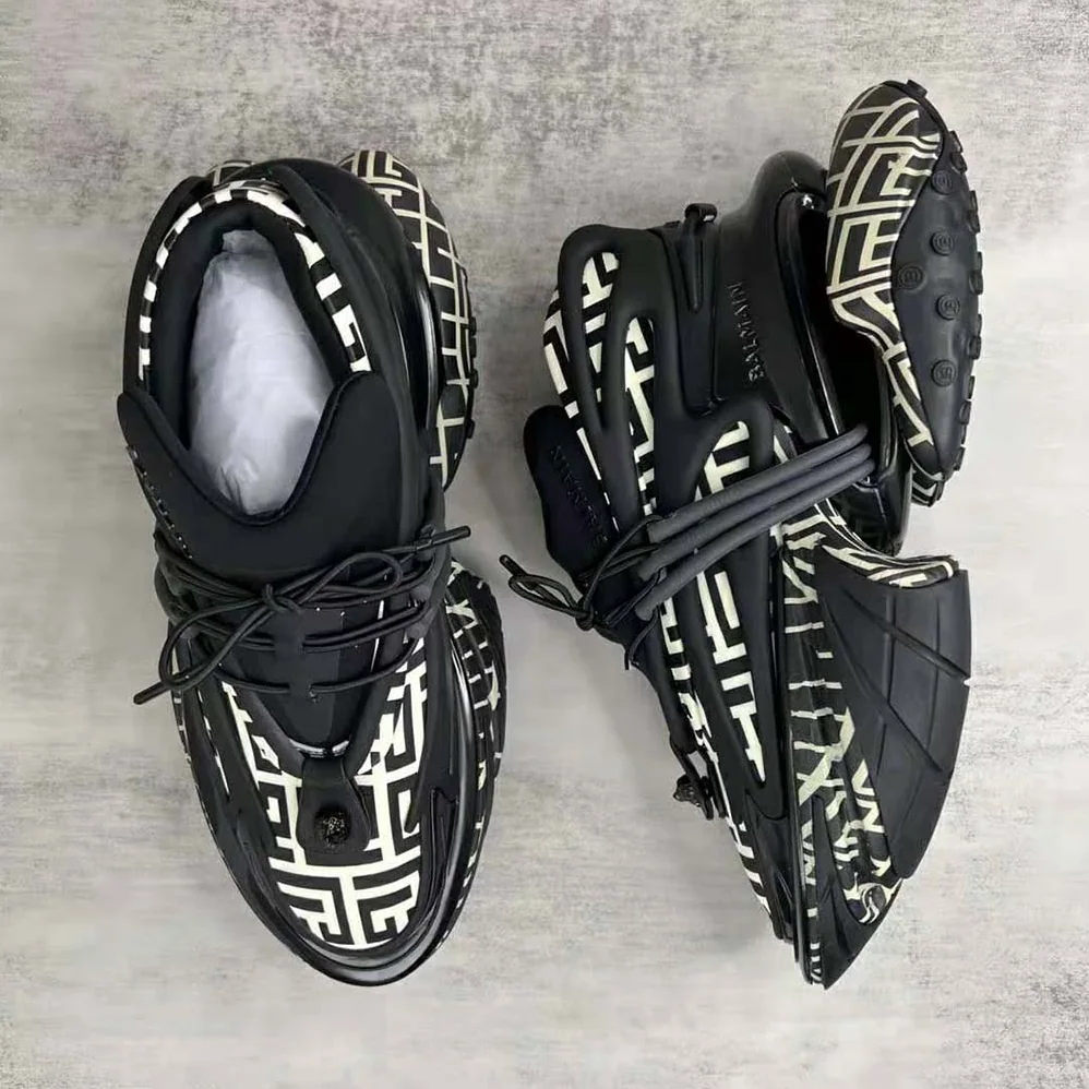 Balmain Neoprene and Calfskin Unicorn Low-Top Sneakers for Unisex in Black Balmain Neoprene and Calfskin Unicorn Low-Top Sneakers for Unisex in Black