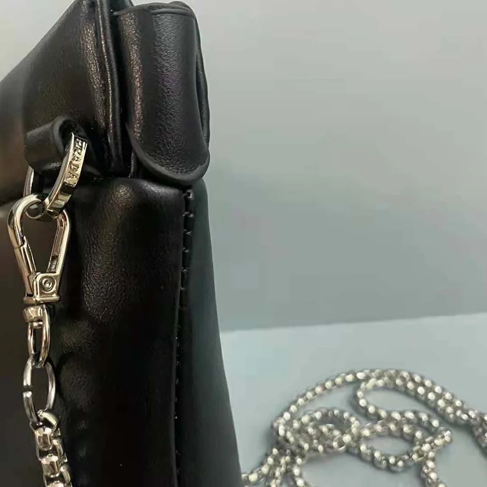 Prada Nappa Leather Mini-pouch with Necklace for Women in Black