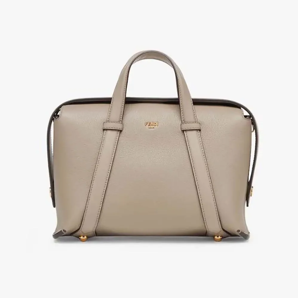 Fendi Boston 365 Dove Gray Leather Bag for Women Fendi Boston 365 Dove Gray Leather Bag for Women