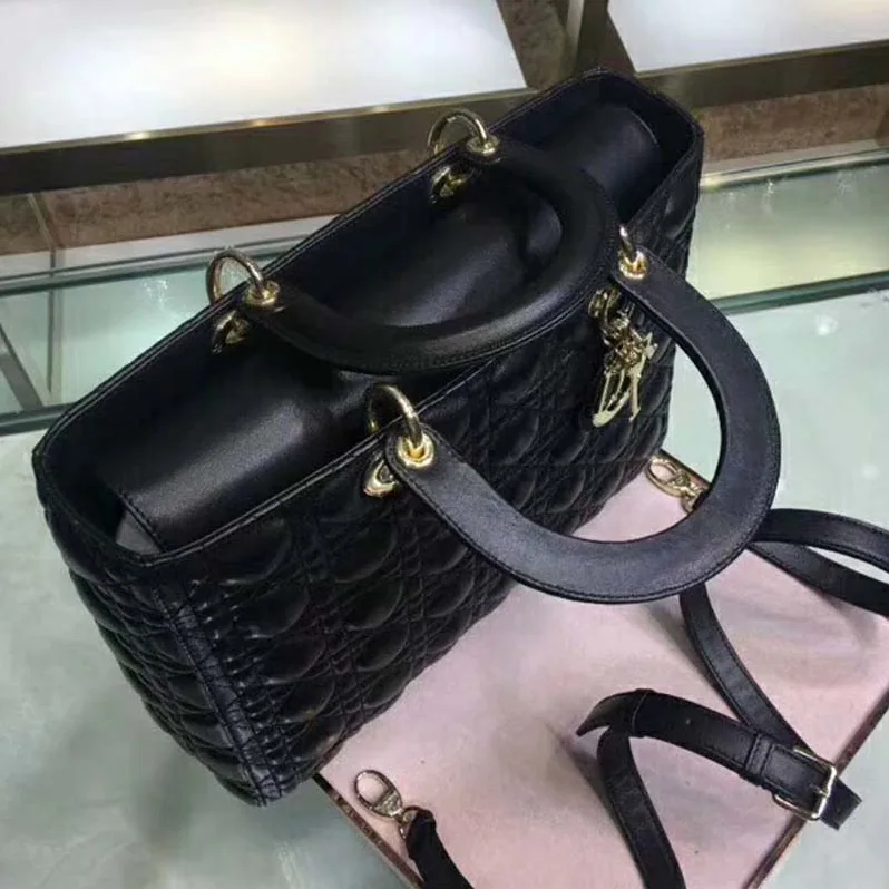Dior Lady Dior Lambskin Tote Bag for Women in Black Dior Lady Dior Lambskin Tote Bag for Women in Black