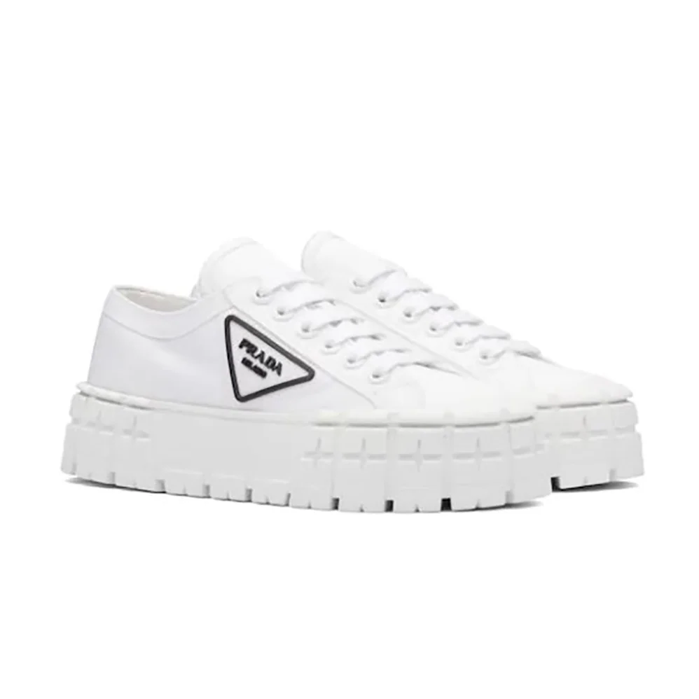 Prada Nylon Gabardine Sneakers in 50mm Heel for Women in White Prada Nylon Gabardine Sneakers in 50mm Heel for Women in White