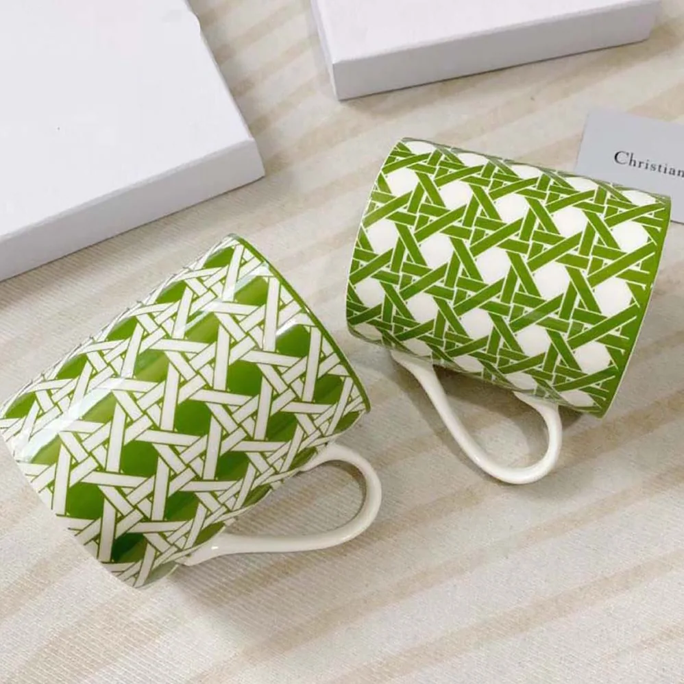 Dior Set of Two Mugs Green Cannage Provence for Unisex Dior Set of Two Mugs Green Cannage Provence for Unisex