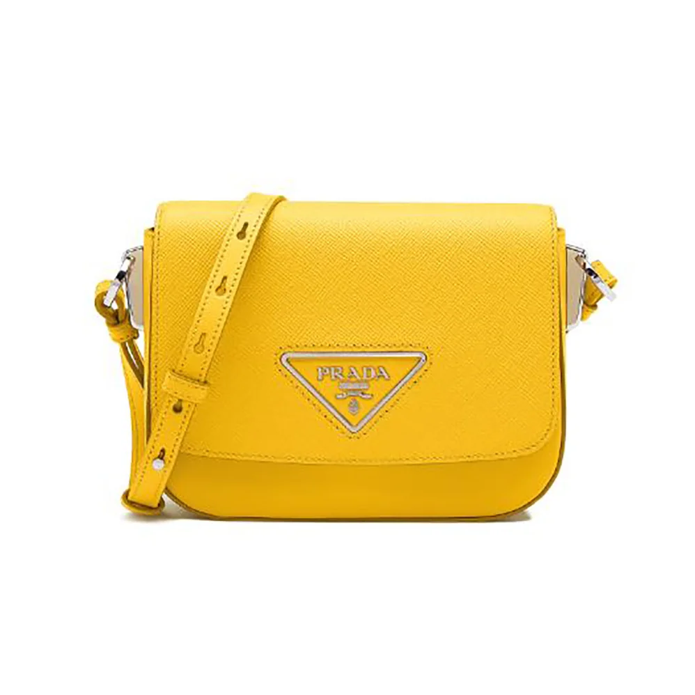 Prada Saffiano Leather Prada Ldentity Shoulder Bag for Women in Yellow