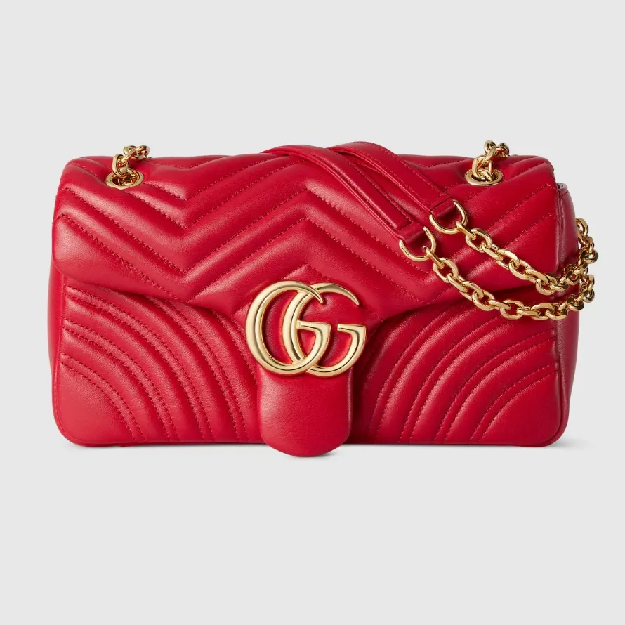 Gucci Marmont Medium Shoulder Bag in Bright Red Gold Hardware Gucci Marmont Medium Shoulder Bag in Bright Red Gold Hardware