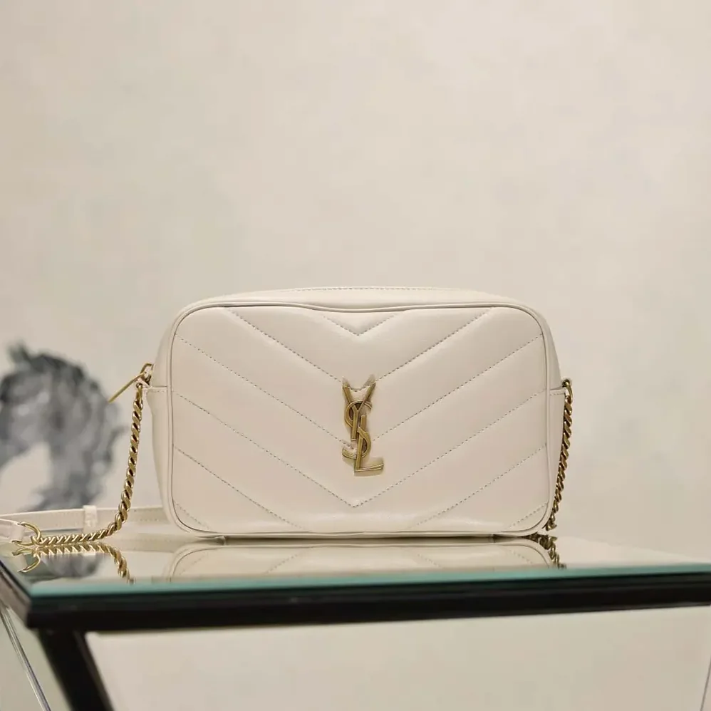 Saint Laurent YSL Loulou Camera Bag In Matelassé Lambskin for Women in White Saint Laurent YSL Loulou Camera Bag In Matelassé Lambskin for Women in White