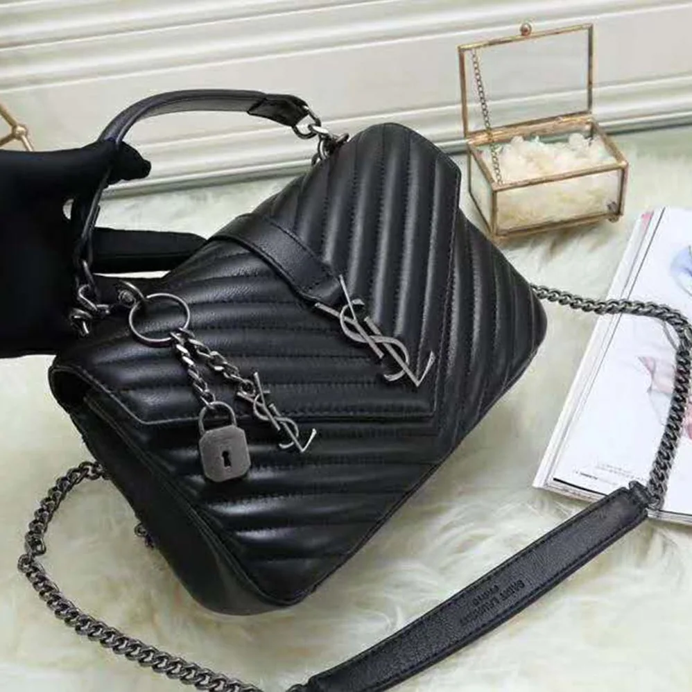 Saint Laurent YSL Classic Large College Bag Matelasse Leather in Black