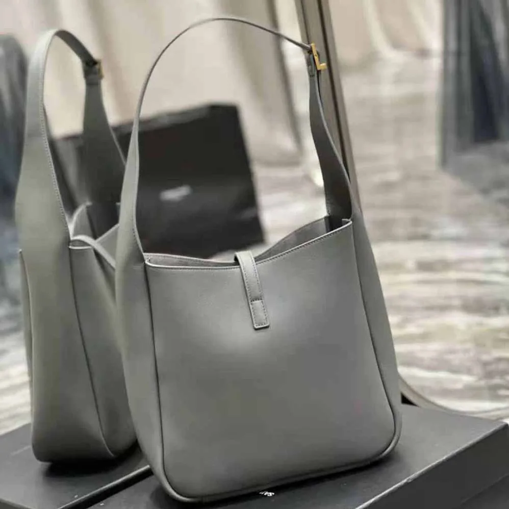 Saint Laurent YSL Le 5 à 7 Soft Small Hobo Bag in Smooth Leather for Women in Gray