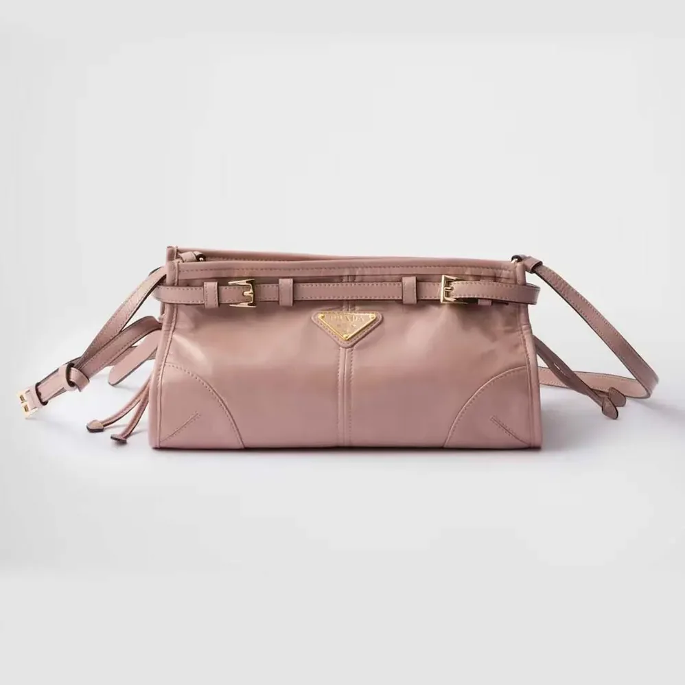 Prada Small Leather Shoulder Bag for Women in Pink