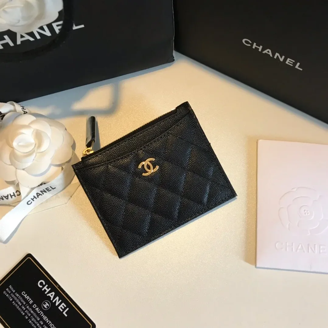 Chanel Flat Card Holder Black Bag /
