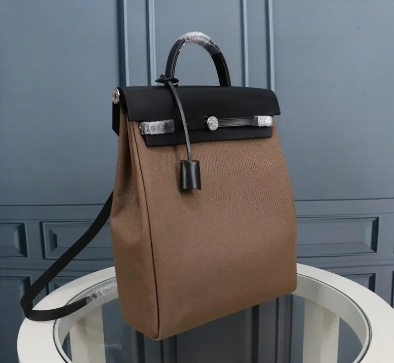 Hermes Buckle Lock Shape Striped Brwon, Silver Toned Hardware Bag Hermes Buckle Lock Shape Striped Brwon, Silver Toned Hardware Bag