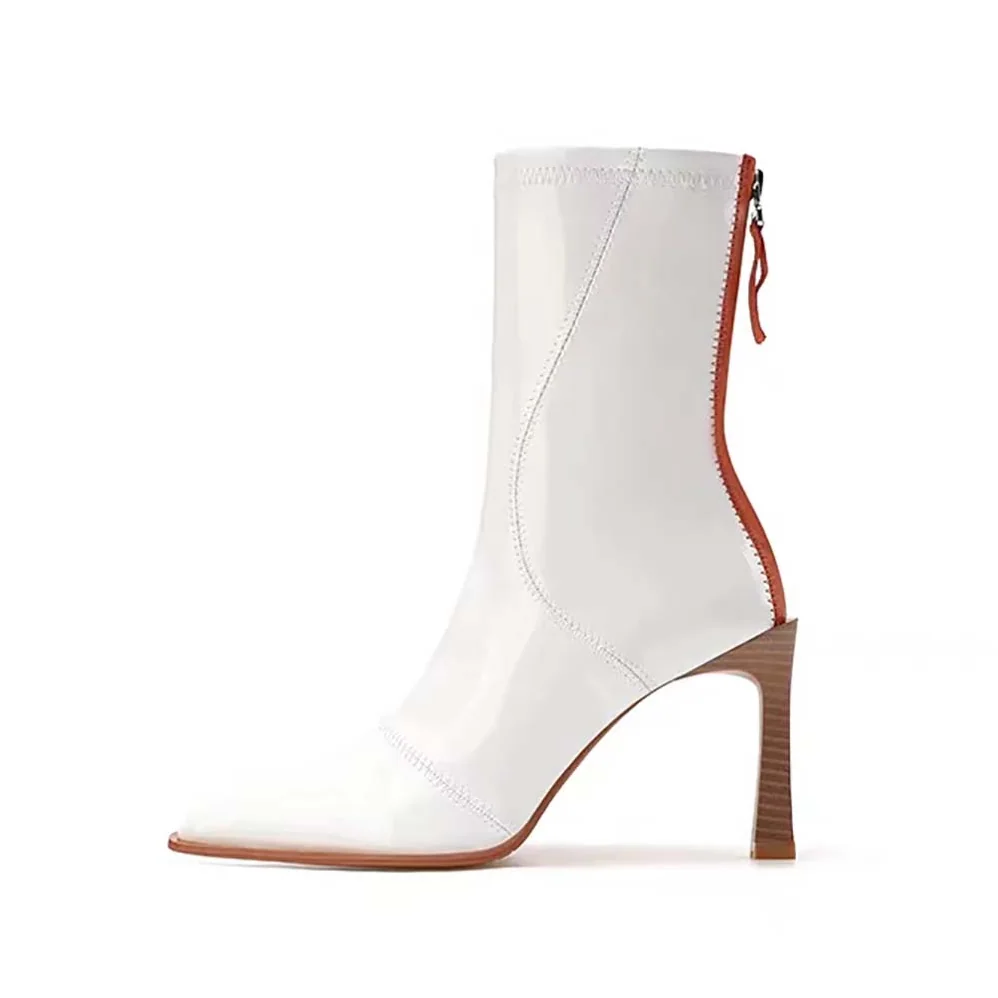 Fendi Biker Boots Glossy White Leather Biker Boots for Women