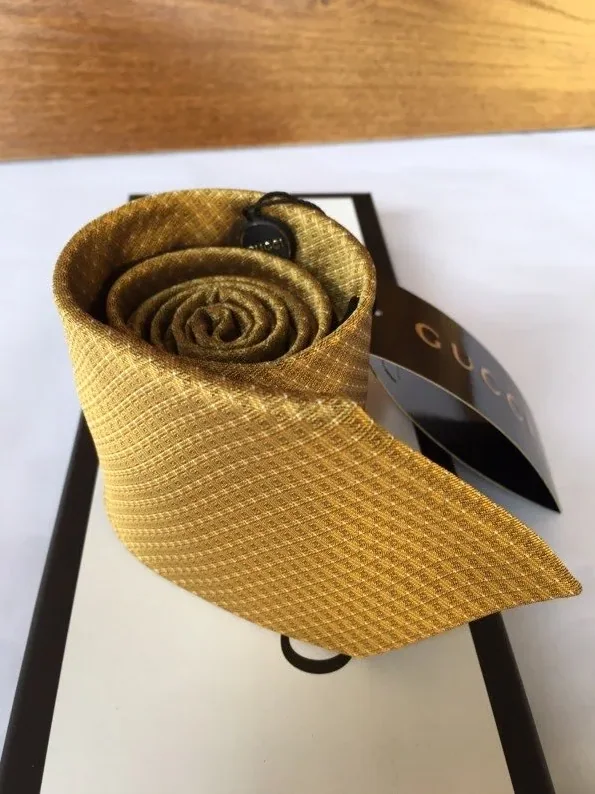 Gucci Silk Tie Yellow GG for Men