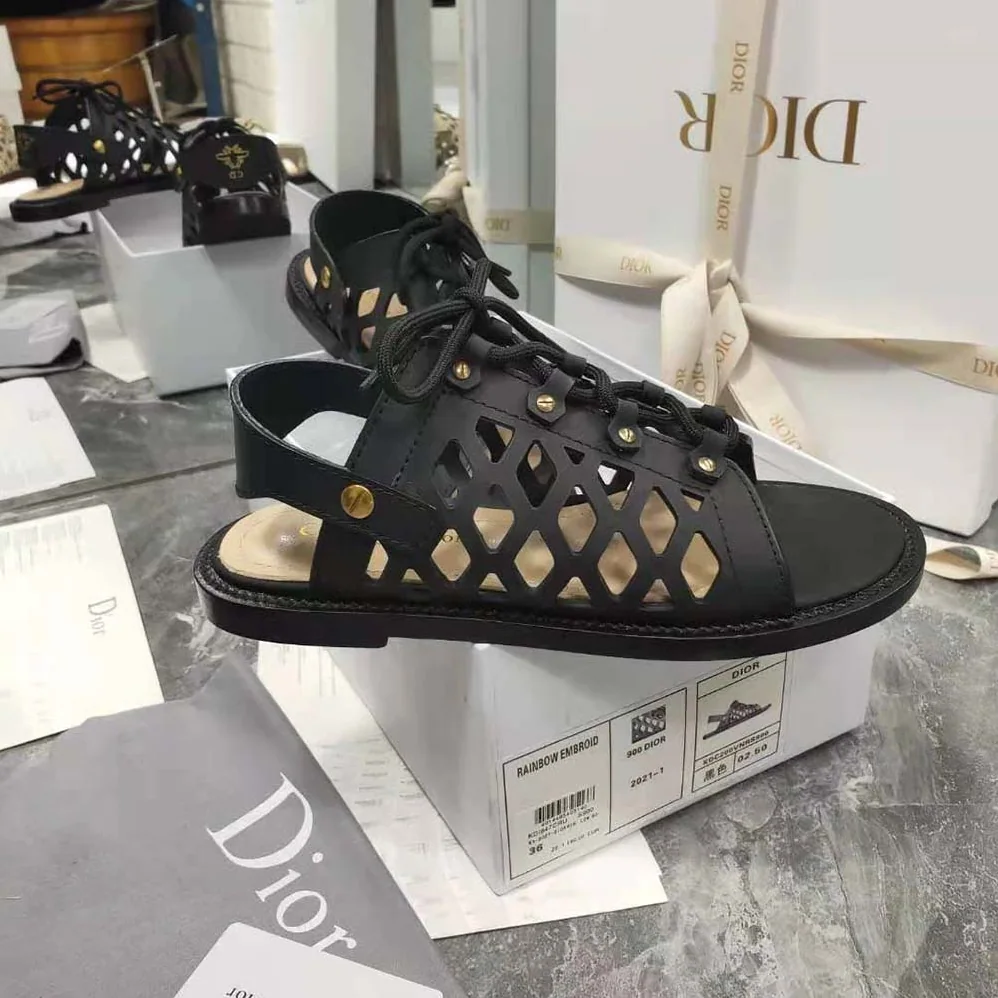 Dior D-Trap Sandal Black Matte Calfskin for Women Dior D-Trap Sandal Black Matte Calfskin for Women