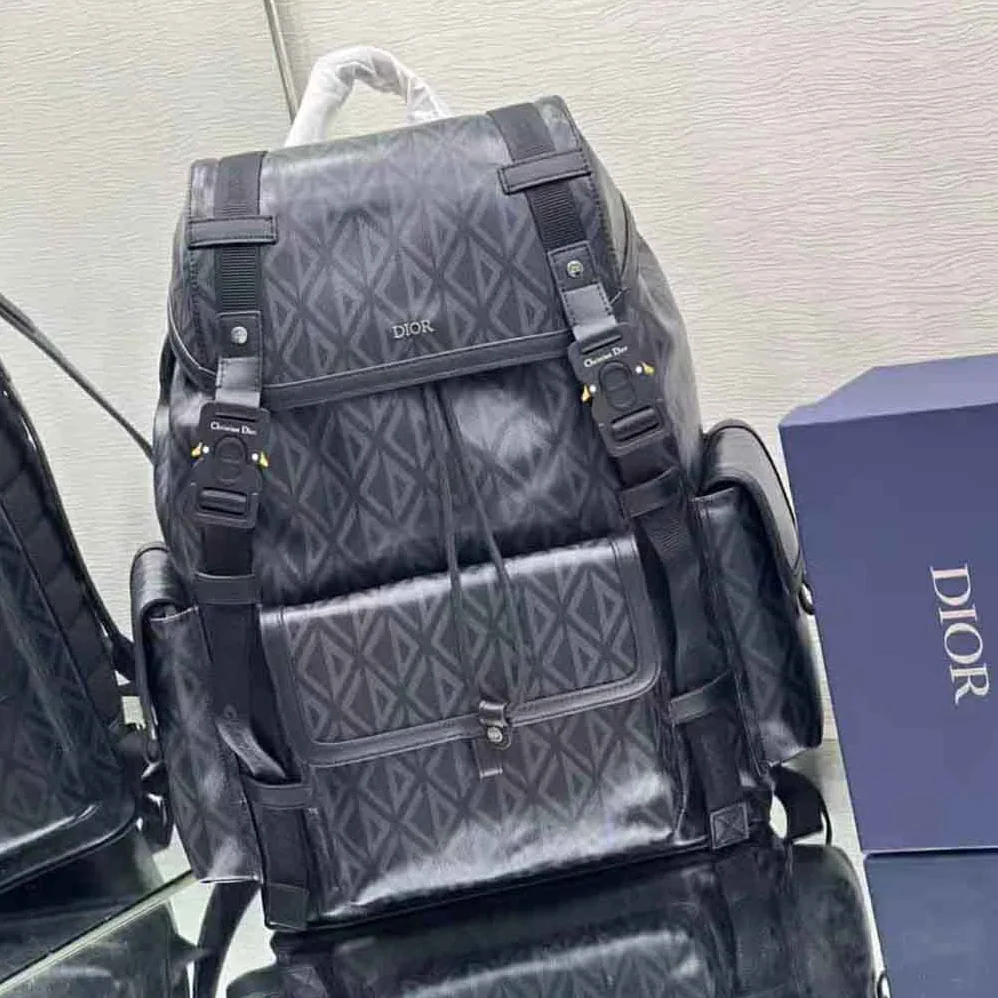 Dior Hit the Road Backpack Black CD Diamond Canvas for Men Dior Hit the Road Backpack Black CD Diamond Canvas for Men
