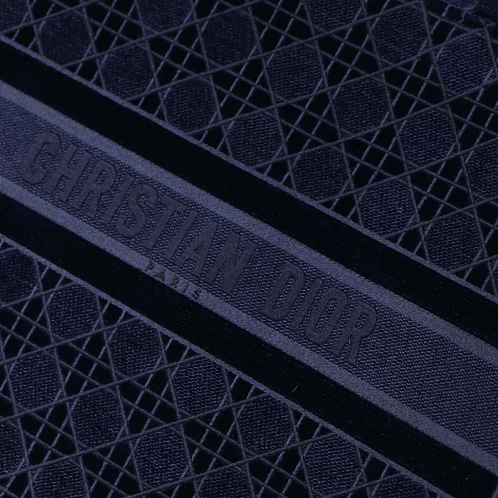 Dior Book Tote Blue Cannage Embroidered Velvet Dior Book Tote Blue Cannage Embroidered Velvet