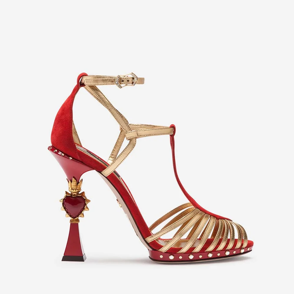 Dolce Gabbana D&G Shoes Sandals in Suede and Mordore with Sculpted Heel-105mm for Women in Red Dolce Gabbana D&G Shoes Sandals in Suede and Mordore with Sculpted Heel-105mm for Women in Red