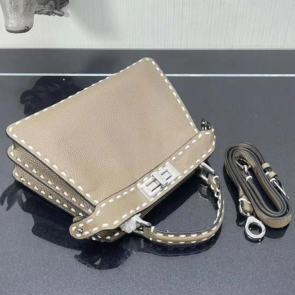 Fendi Peekaboo Iseeu Small Gray Full Grain Leather Bag for Women