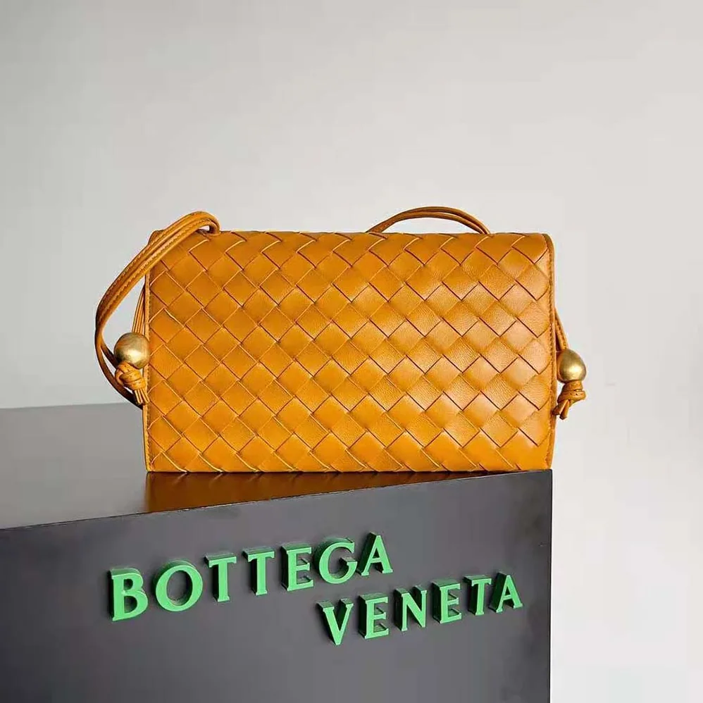 Bottega Veneta Trio Pouch On Strap Mini Intrecciato Leather Shoulder Bag for Women in Orange Bottega Veneta Trio Pouch On Strap Mini Intrecciato Leather Shoulder Bag for Women in Orange