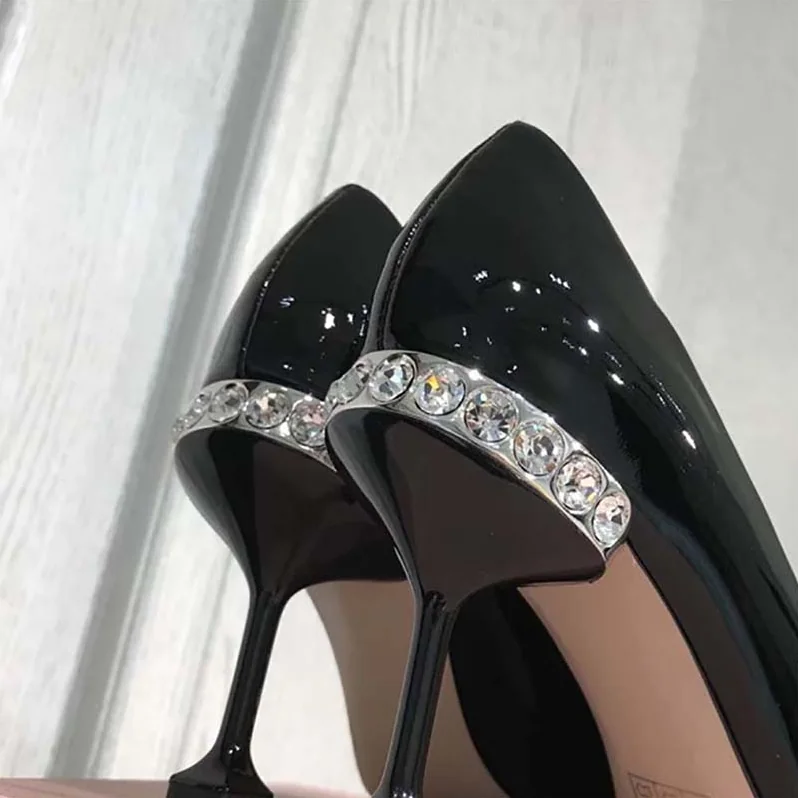 Miu Miu Shoes Patent Leather Pumps with Jewels 85mm Heel for Women in Black