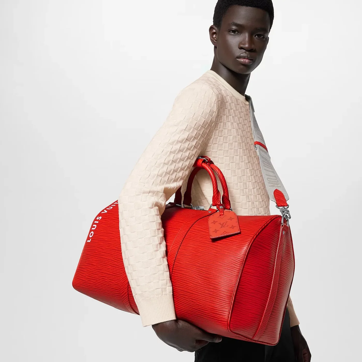 Louis Vuitton Keepall Bandouliere 50 Travel Bag in Red Palladium Hardware Louis Vuitton Keepall Bandouliere 50 Travel Bag in Red Palladium Hardware