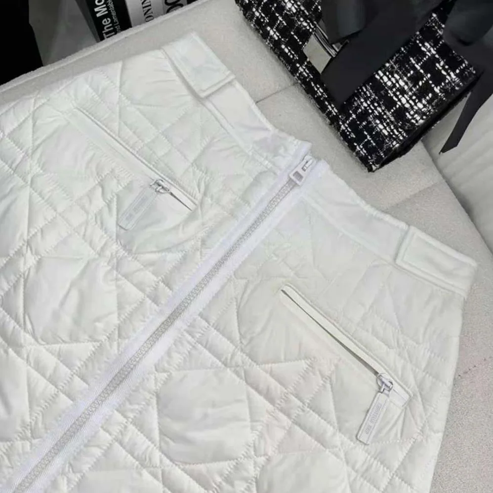 Dior Macrocannage Flared Miniskirt White Quilted Technical Taffeta for Women Dior Macrocannage Flared Miniskirt White Quilted Technical Taffeta for Women