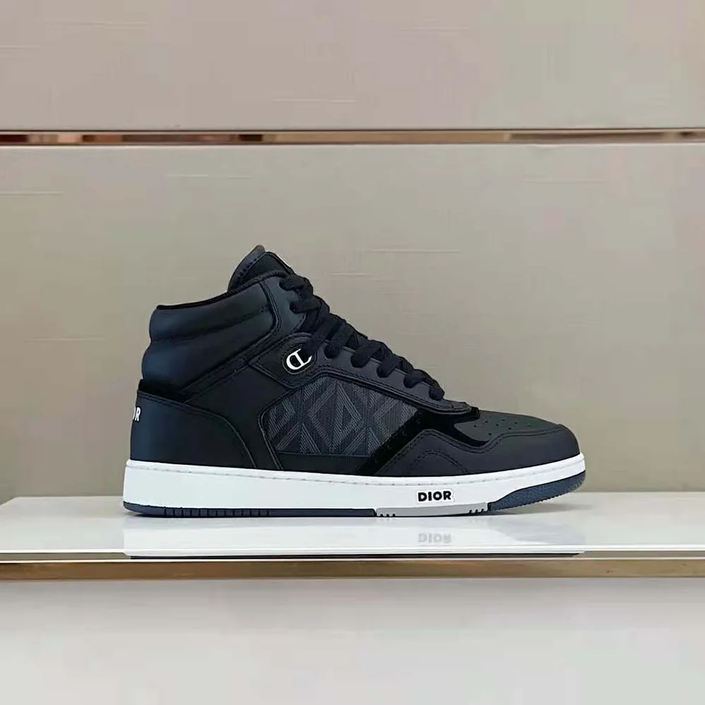 Dior B27 High-Top Sneaker Black Smooth Calfskin and CD Diamond Canvas for Men