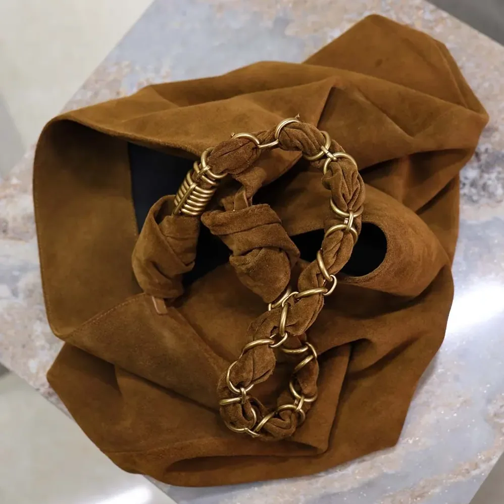 Saint Laurent YSL Amalia In Suede for Women in Brown