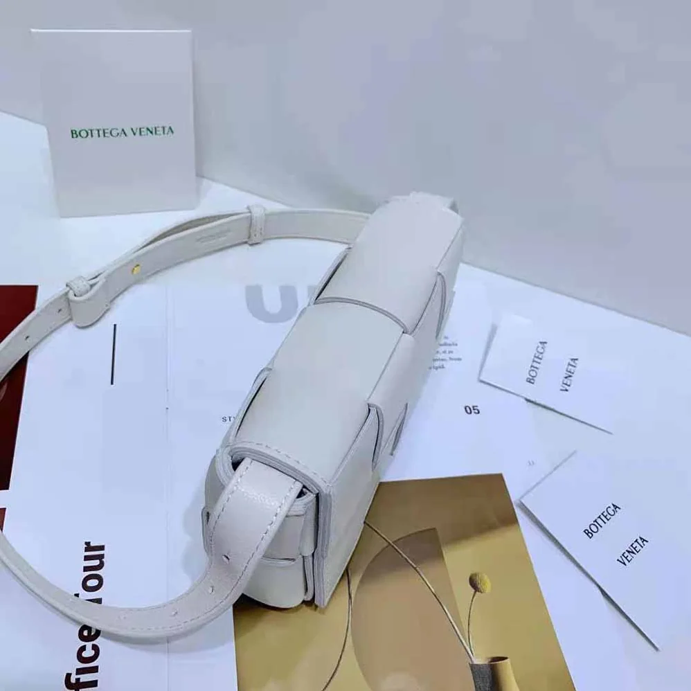 Bottega Veneta Belt Cassette Mini Intreccio Leather Belt Bag for Women in White