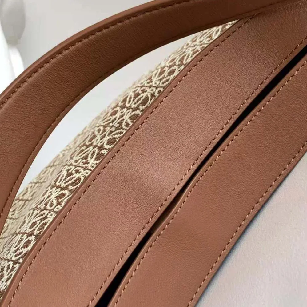 Loewe Luna Bag in Anagram Jacquard and Classic Calfskin for Women in Brown