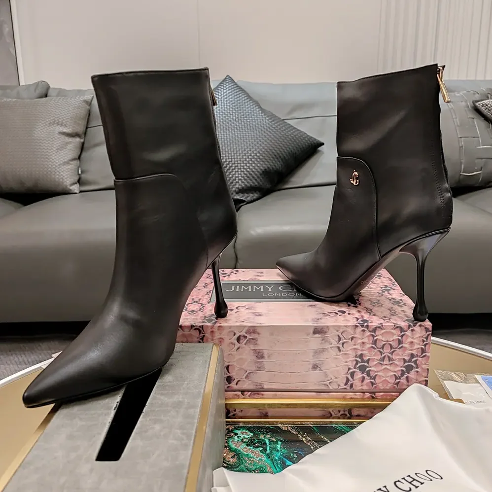 Jimmy Choo Cycas Ankle Boot 80 Black Nappa Leather Ankle Boots for Women